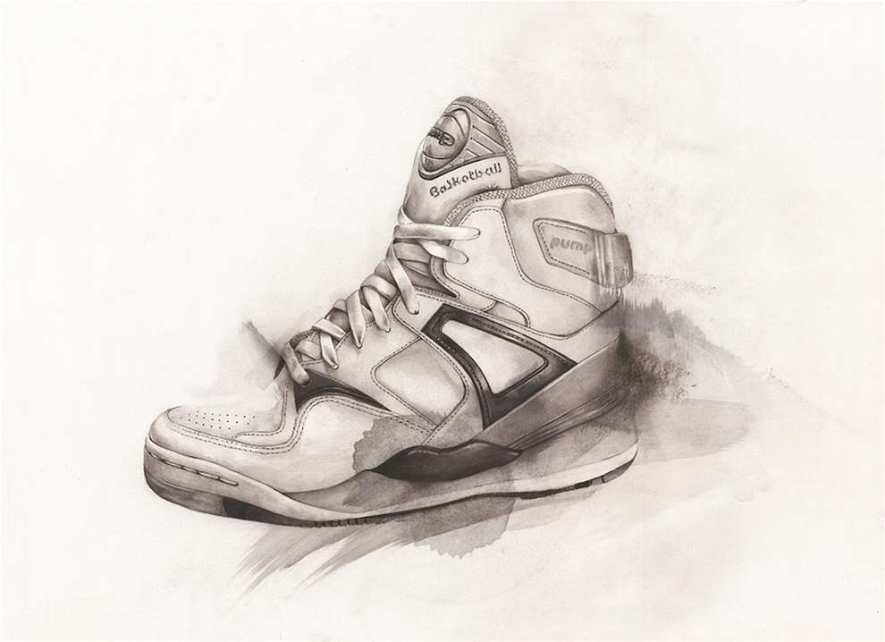Patrick  Morales-Lee, Patrick Morales-Lees Detailed Pencil Sketch of a Nike Trainer. 